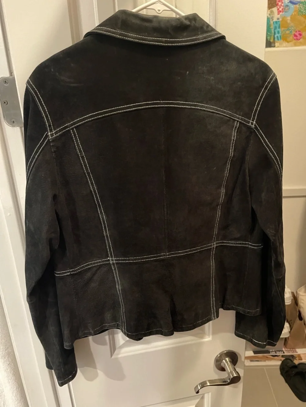 Maxima Black Suede Jacket with Contrast Stitching - Women’s L - Picture 3 of 3